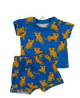 Modré triko a kraťasy se zvířátky 