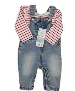 Nové pruhované triko a modrý overal Primark 