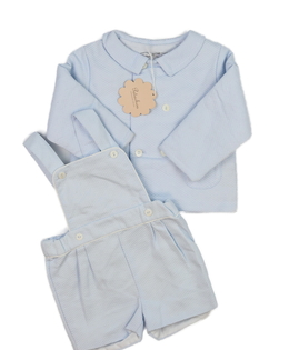 Nový modrý kabátek a kraťasové lacláče