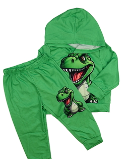 Světle zelená slabá teplákovka s dinosaurem 