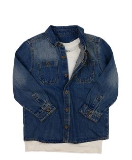 Nová riflová košile a bílé triko Nutmeg