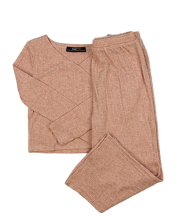Meruňkový set crop top a široké legíny 