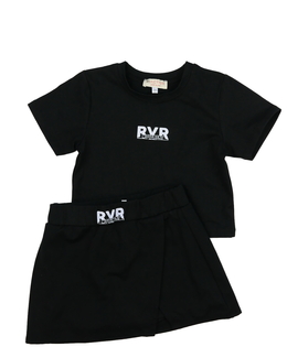 Černý crop top a kraťasová sukně River Island 