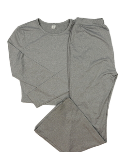 Šedý melírovaný crop top a zvonové legíny vel. 176