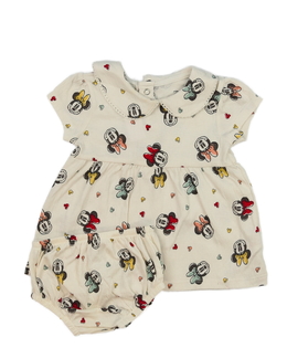 Krémové šaty a kalhotky Minnie Disney Primark 