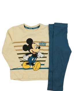 Krémové triko a modré legíny Mickey Primark 