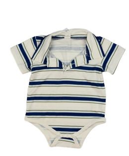 Bílé pruhované body s límečkem 