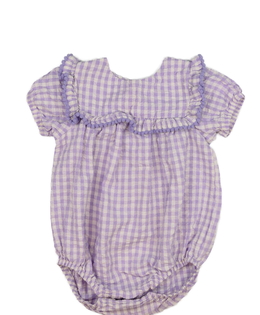 Fialové kostkované body s volánky 