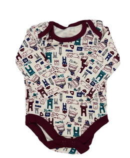 Bílo-bordo body s obrázky Tu 