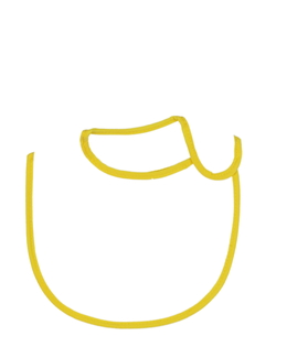 Nový bílý bryndák se žlutým okrajem