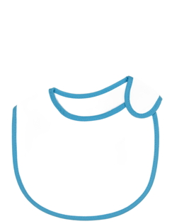 Nový bílý bryndák se světle modrým okrajem