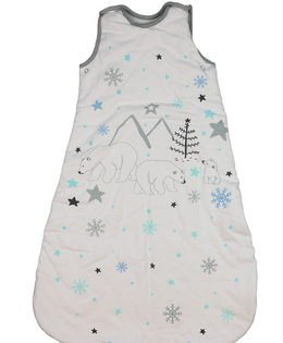 Bílý spací pytel se zimním motivem 