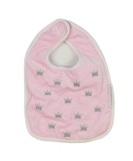 Růžový bryndák s korunkami 