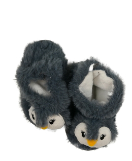 Šedé chlupaté bačkůrky s tučňákem