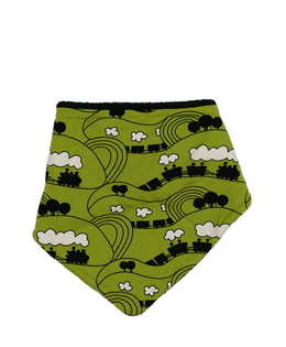 Zelený teplý bryndák s vlaky 