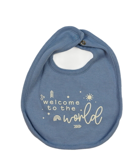 Modrý bryndák s nápisy