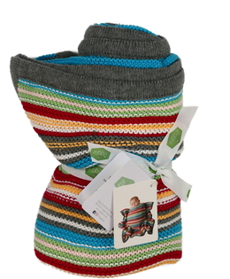 Nová barevně pruhovaná pletená dečka 70x100 cm