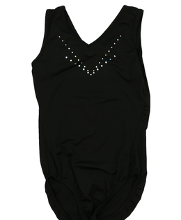 Černý gymnastický/taneční dres s flitry 