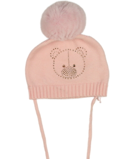 Nová růžová čepice s bambulí 