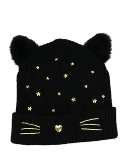 Černá čepice se zlatými detaily 