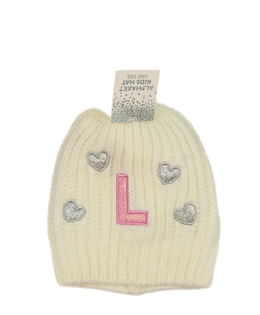 Nová krémová čepice písmeno L 