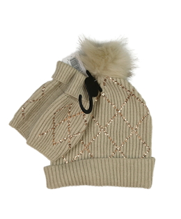 Nová hnědá čepice a návleky na ruce pro dospělé