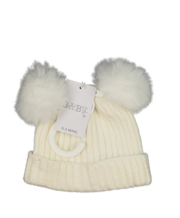 Nová bílá čepička s bambulemi