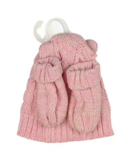 Nová růžová čepice a palčáky