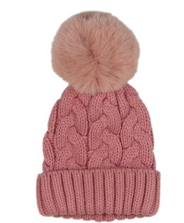 Růžová čepice s bambulí Next