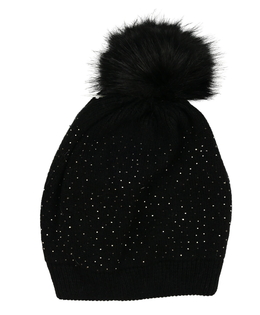 Nová černá čepice s kamínky 