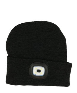 Svítící šedá čepice - s čelovkou 