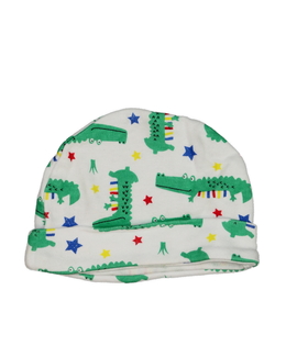 Bílá bavlněná čepička s krokodýly 