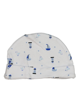 Bílá bavlněná čepice s námořní tématikou