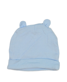 Modrá bavlněná čepice s podšívkou a oušky 