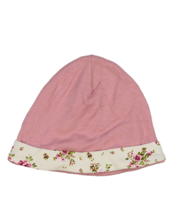Růžová bavlněná čepice s květinami 
