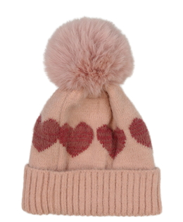 Růžová čepice se srdíčky 