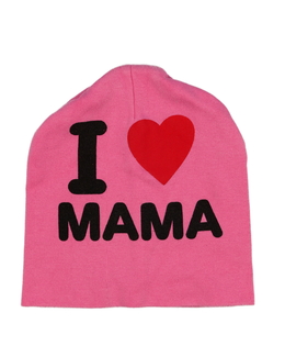 Růžová čepice s nápisem 