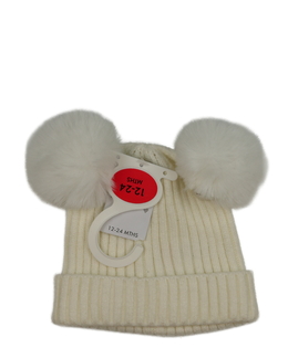 Nová krémová čepice s bambulemi