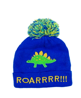 Modrá čepice s dinosaurem