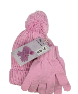 Nová růžová čepice a rukavice Crane 