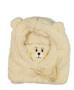 Krémová chlupatá čepice s nákrčníkem 