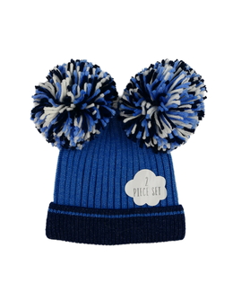 Nová modrá čepice s bambulemi George