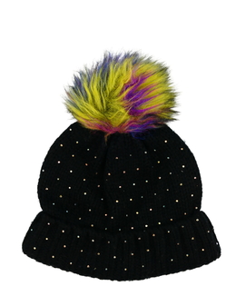 Černá čepice s kamínky Tu 