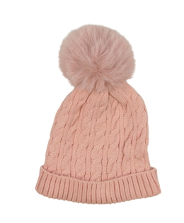 Růžová čepice s bambulí George