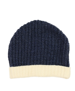 Modro-krémová pletená čepice George