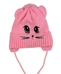Růžová čepice s čumáčkem a oušky 
