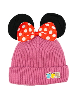 Růžová zimní čepice s oušky 