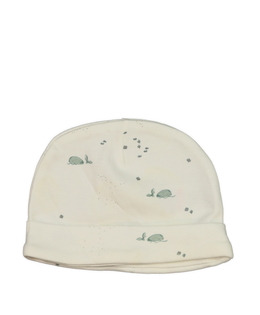 Krémová bavlněná čepička s velrybou 