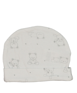 Bílá čepička s medvědem z bavlny 