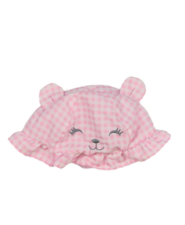 Růžový kostkovaný klobouk s čumáčkem F&F